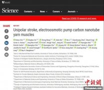 中国学者“人工肌肉”研究新突破 有多领域应用潜力