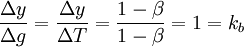 frac{Delta y}{Delta g}=frac{Delta y}{Delta T}=frac{1-beta}{1-beta}=1=k_b